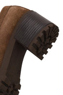 Woman Walnut Tassel Chunky Heeled Suede Loafer | Derimod