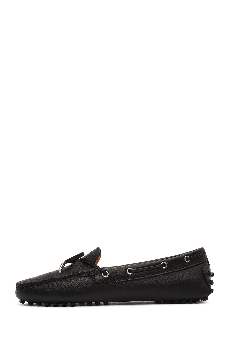 Women's Black Bowknot Leather Loafer