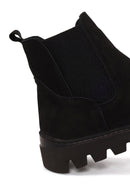 Male Black Thick-Soled Nubuck Leather Chelsea Boots | Derimod