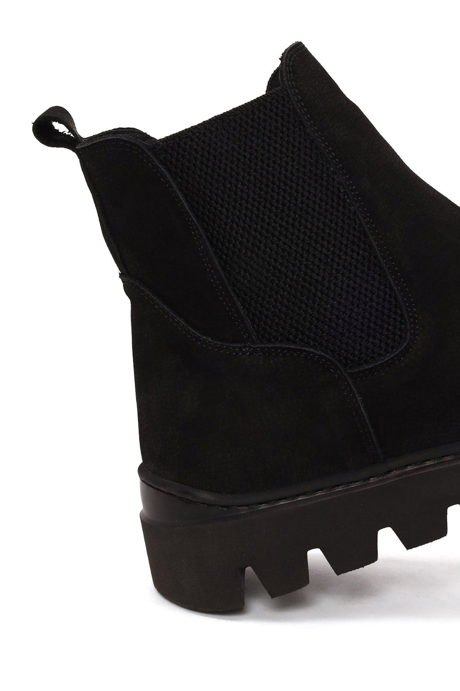 Male Black Thick-Soled Nubuck Leather Chelsea Boots