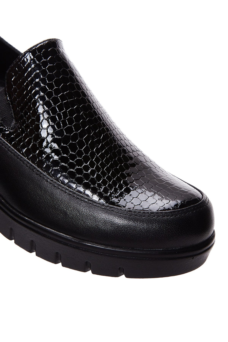 Kadın Siyah Deri Dolgu Topuklu Loafer