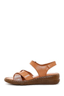 Women's Tan Ankle Strap Leather Comfort Sandals | Derimod