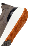 Erkek Gri Bağcıklı Kalın Tabanlı Nubuk Deri Casual Sneaker | Derimod