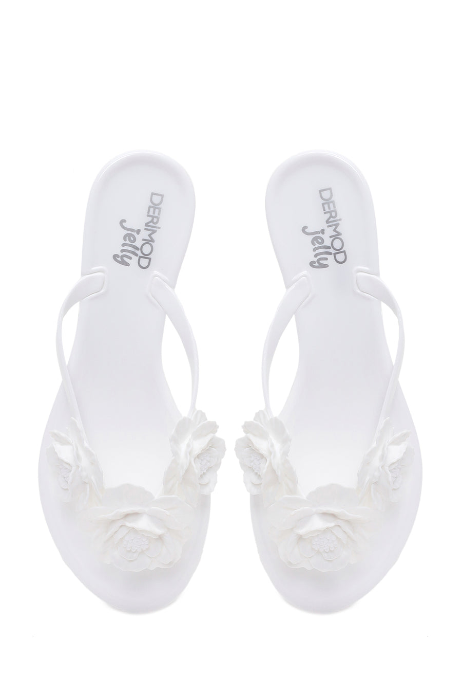 Woman White Floral Jelly Slipper