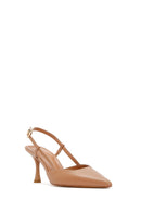 Women's Pink Open-Back Heeled Leather Shoes | Derimod