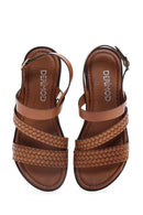 Women's Tan Ankle Strap Leather Bodrum Sandals | Derimod