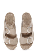 Women's Stone Suede Leather Espadrille | Derimod