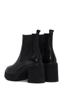 Women's Black Leather Platform Heeled Boots | Derimod