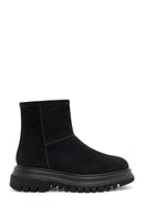 Women's Black Zippered Suede Boots | Derimod