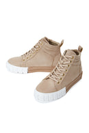 Women's Beige Suede High Top Sneaker | Derimod