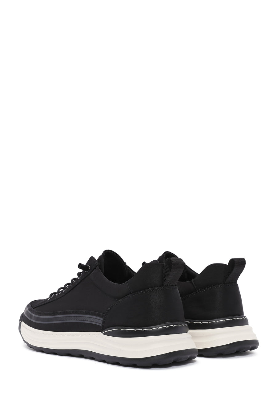 Erkek Siyah Bağcıklı Kumaş Sneaker