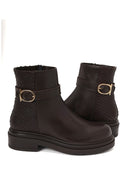 Woman Brown Zip Closure Printed Leather Boots | Derimod