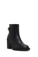Women's Black Zippered Thick Heeled Boots | Derimod