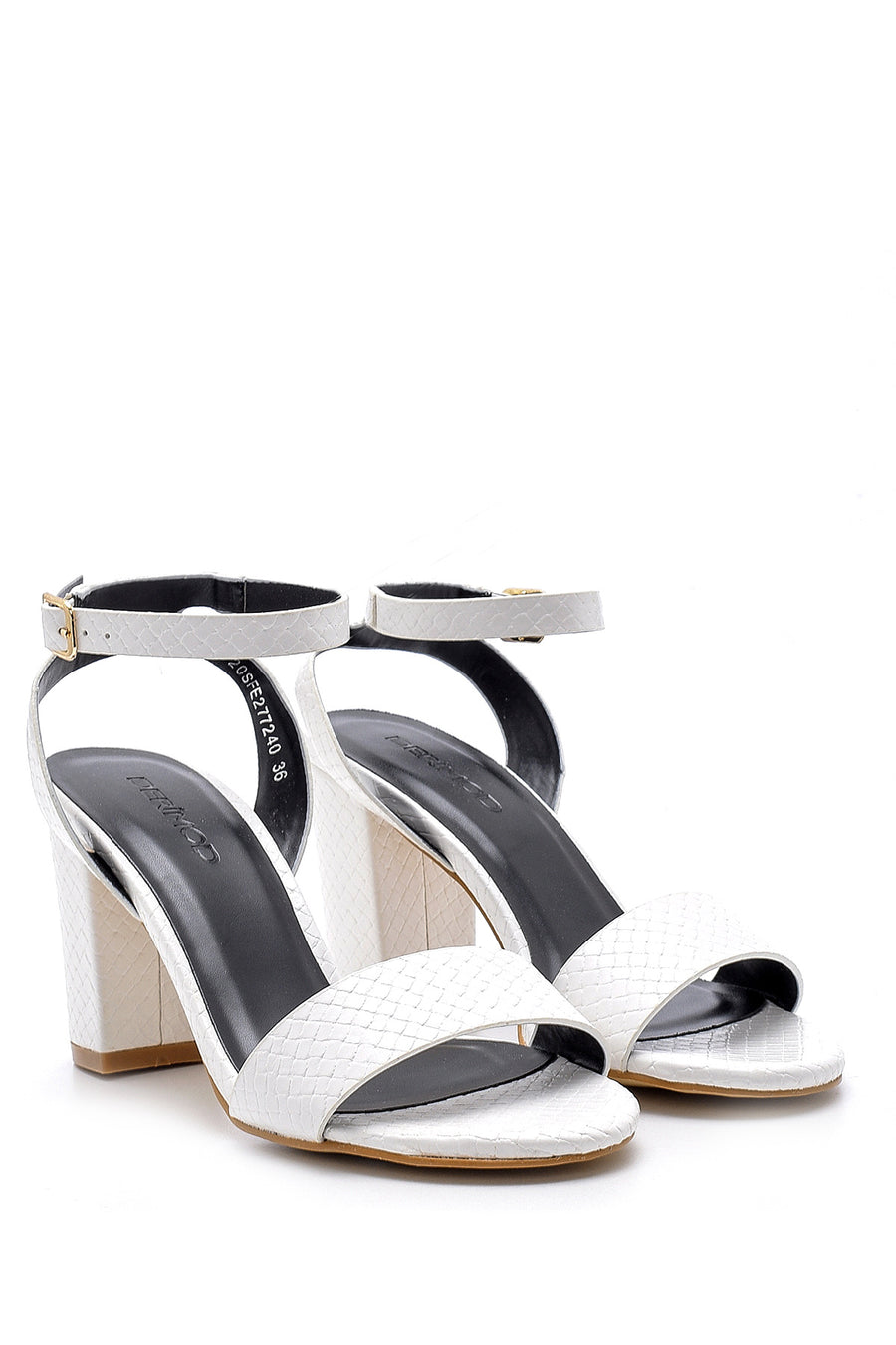 Women's Snakeskin Patterned Heeled Sandals