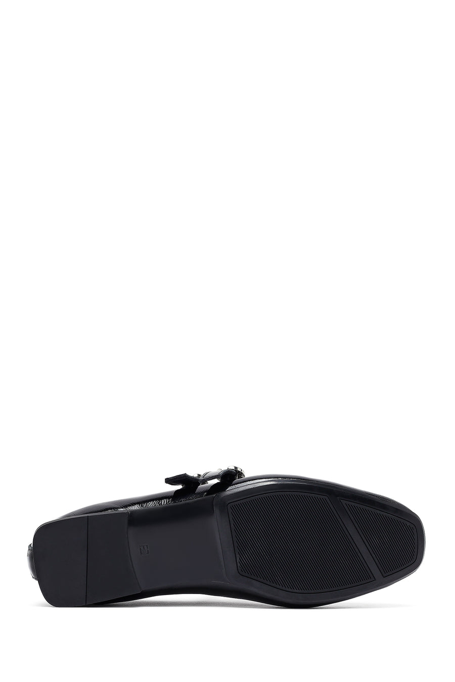 Woman Black Buckled Patent Leather Leather Babet