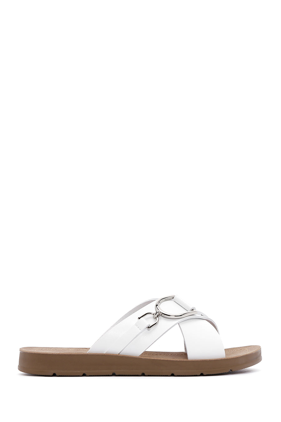Women's White Flat Slippers 23SFE460318 | Derimod