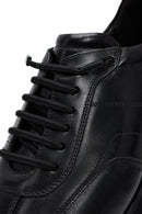 Erkek Siyah Bağcıklı Deri Casual Sneaker | Derimod