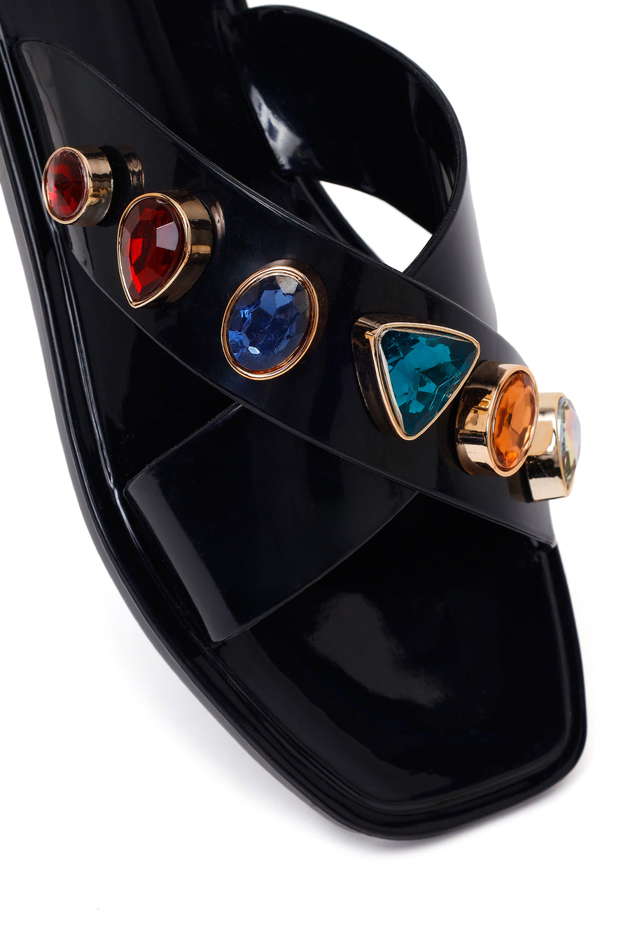 Woman Black Stone-Embellished Jelly Slipper
