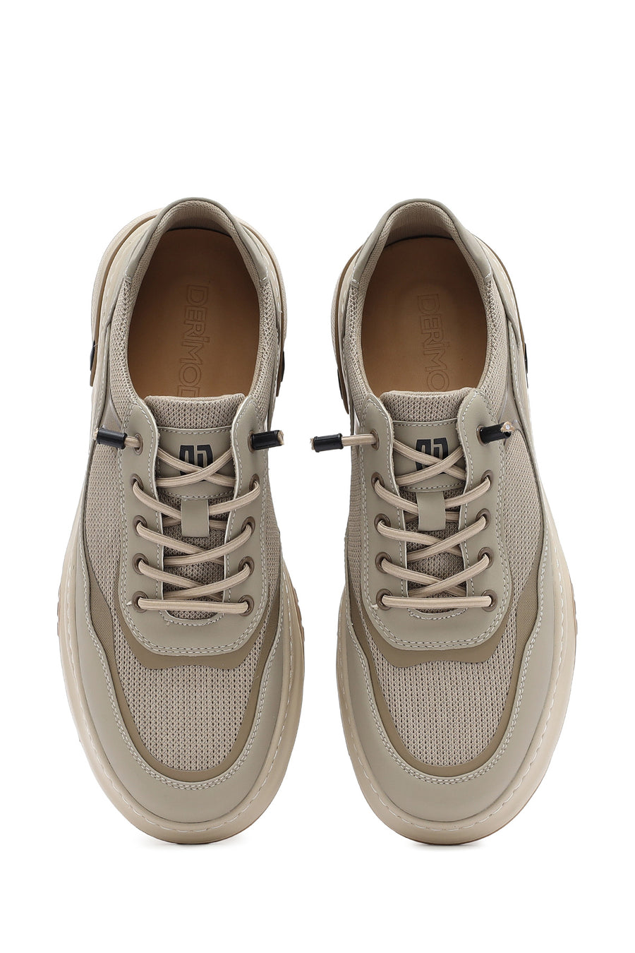 Men's Beige Lace-up Leather Sneaker