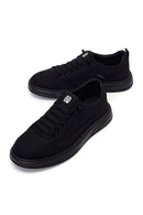 Derimod Zero Male Black Lace-Up Thick-Soled Fabric Sneaker | Derimod