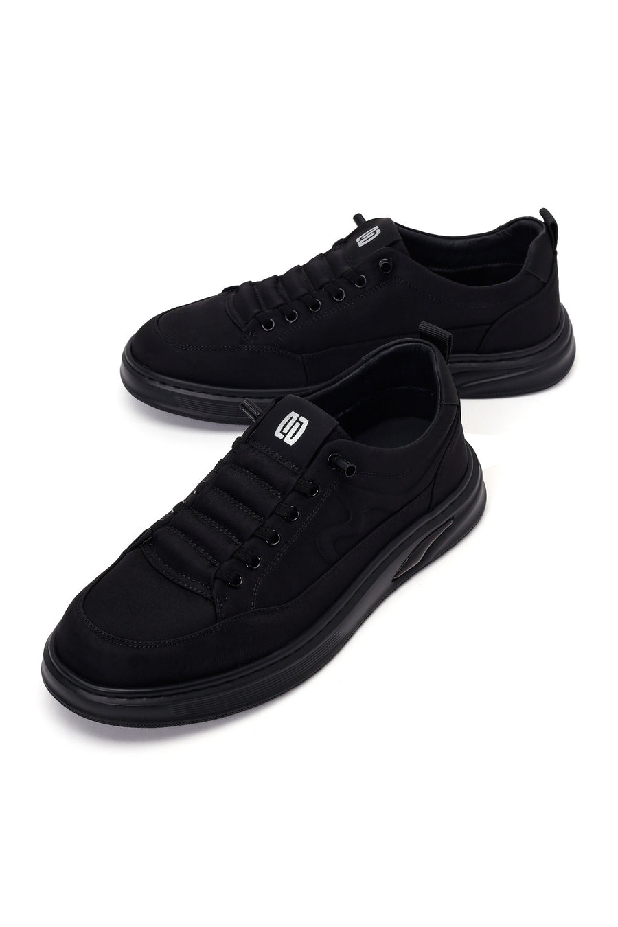Derimod Zero Male Black Lace-Up Thick-Soled Fabric Sneaker