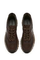 Erkek Kahverengi Bağcıklı Deri Casual Sneaker | Derimod