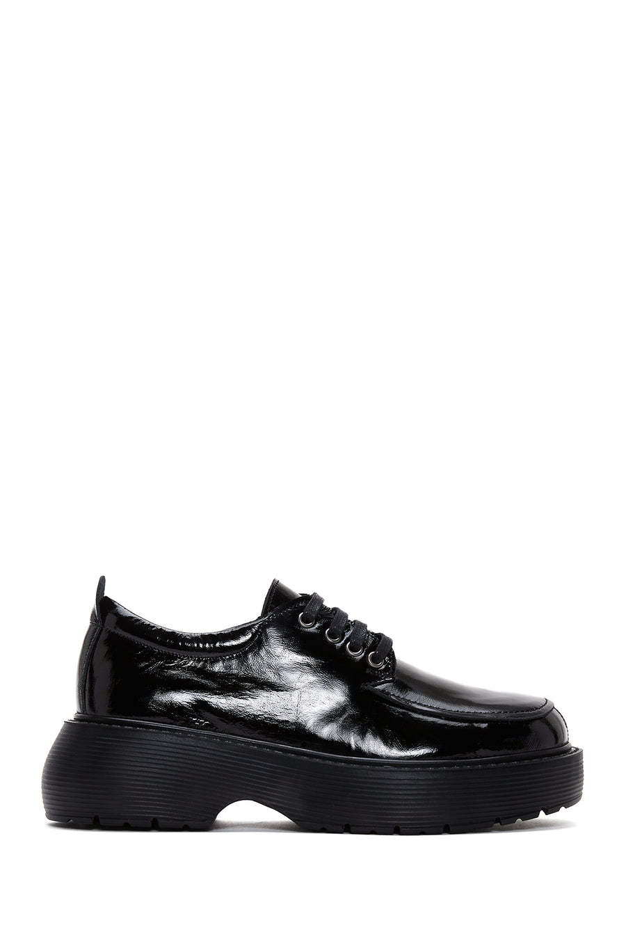 Women's Black Patent Leather Thick Soled Shoes 22WFD414116 | Derimod