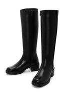 Women's Black Zippered Leather Boots | Derimod