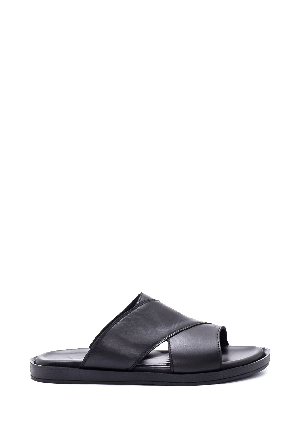 Men's Black Leather Slippers 22SFD6385FT | Derimod