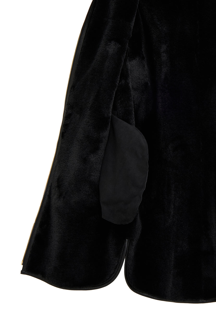 Artesina Women's Black Hooded Teddy Leather Coat