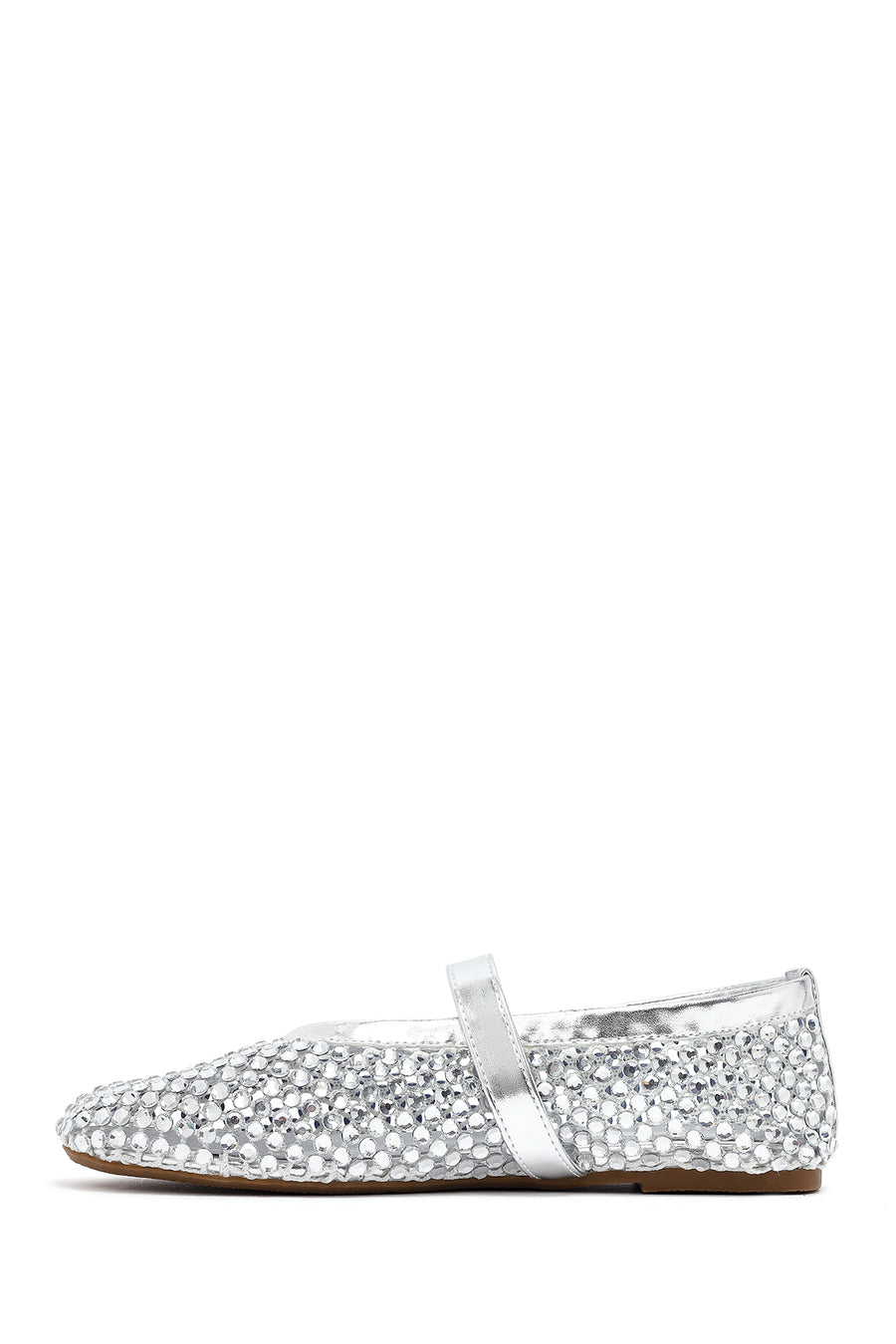 Women's Silver Mesh Embellished Ballet Flats