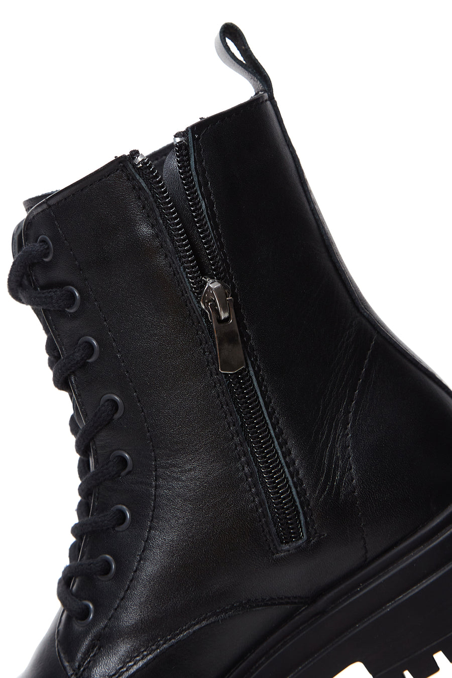 Women's Black Zippered Leather Boots
