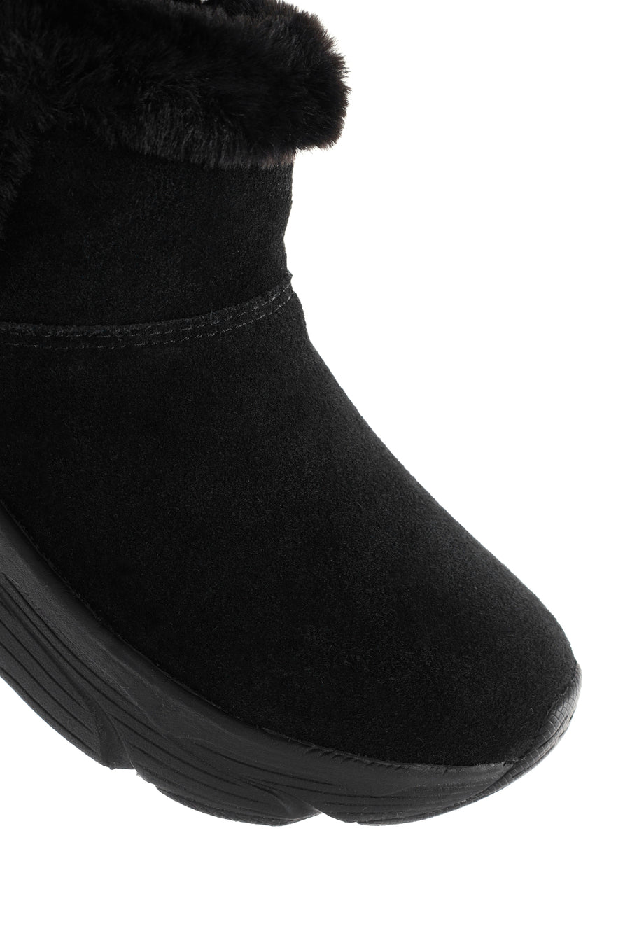 Skechers Kadın Siyah Max Cushioning Süet Deri Kalın Tabanlı Casual Bot