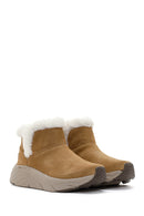 Skechers Women's Tan Max Cushioning Suede Leather Thick Soled Casual Boots | Derimod