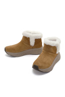 Skechers Women's Tan Max Cushioning Suede Leather Thick Soled Casual Boots | Derimod