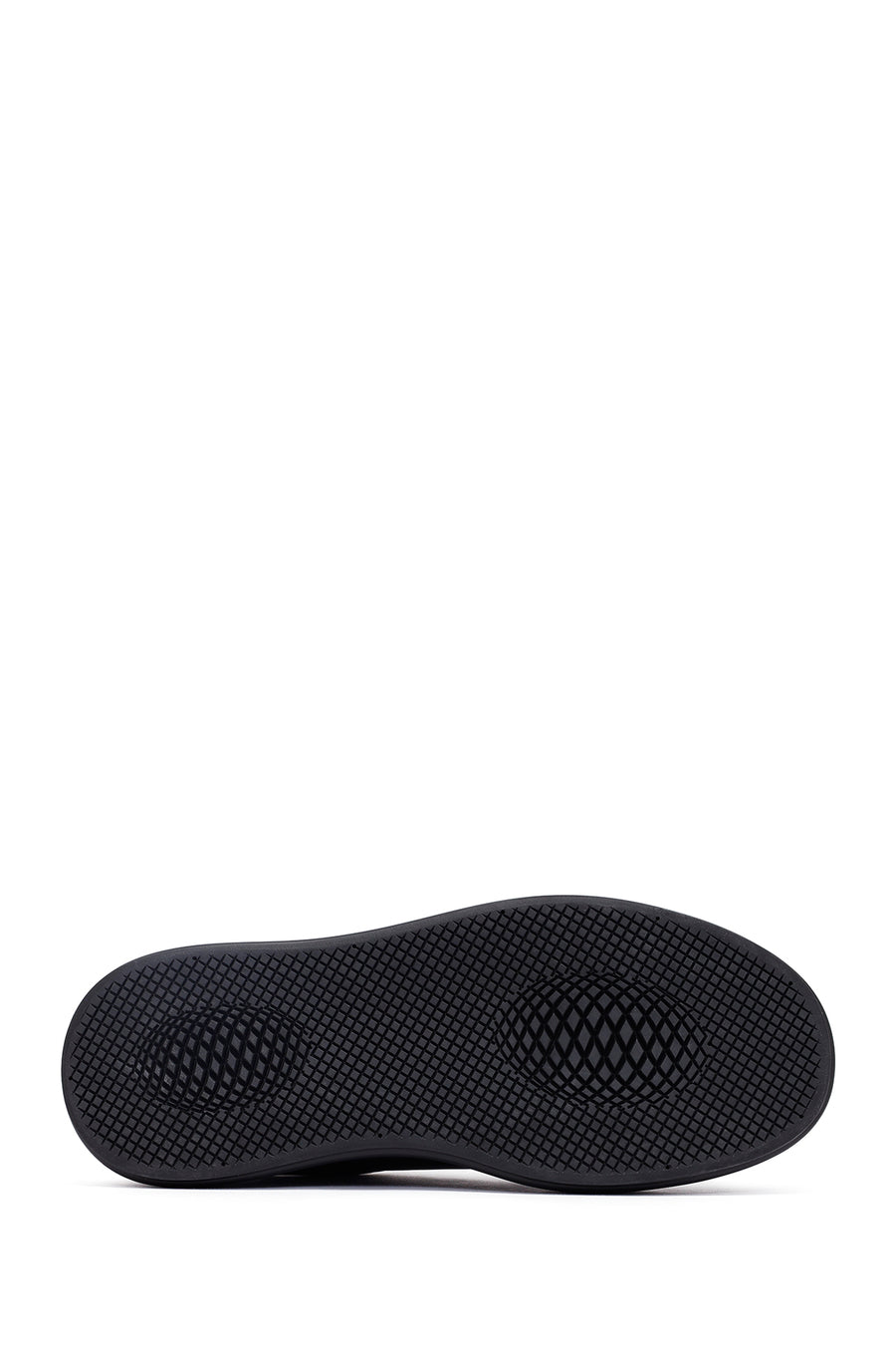 Erkek Siyah Bağcıklı Kalın Tabanlı Deri Sneaker