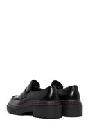 Women's Black Thick Soled Leather Masculine Loafer | Derimod