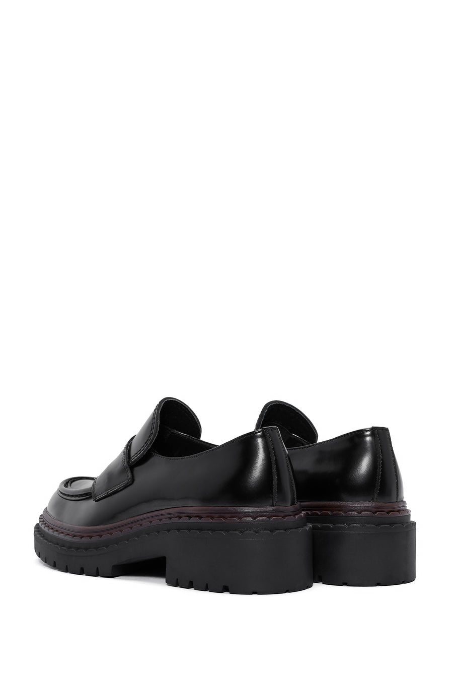 Kadın Siyah Kalın Tabanlı Deri Maskülen Loafer