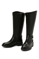 Women's Black Zippered Leather Boots | Derimod