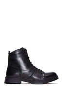 Men's Black Leather Zippered Casual Boots | Derimod