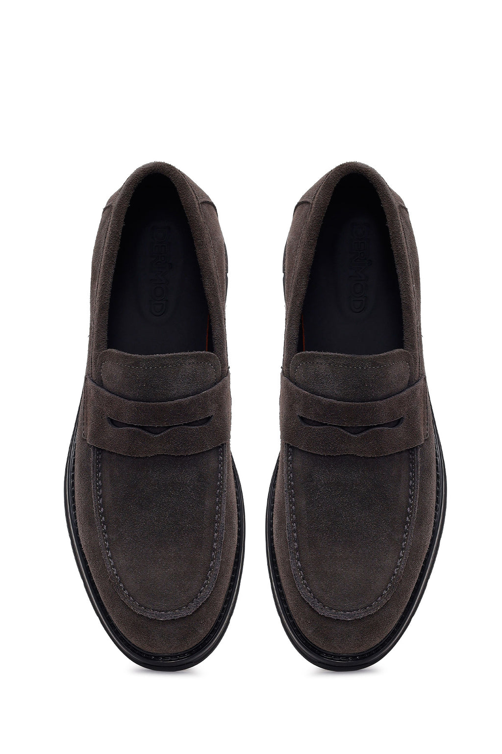 Erkek Gri Süet Deri Casual Loafer