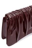 Women's Burgundy Chain Strap Patent Leather Shoulder Bag | Derimod