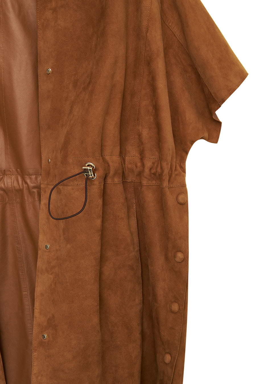 Miranda Women's Brown Hooded Suede Leather Long Vest