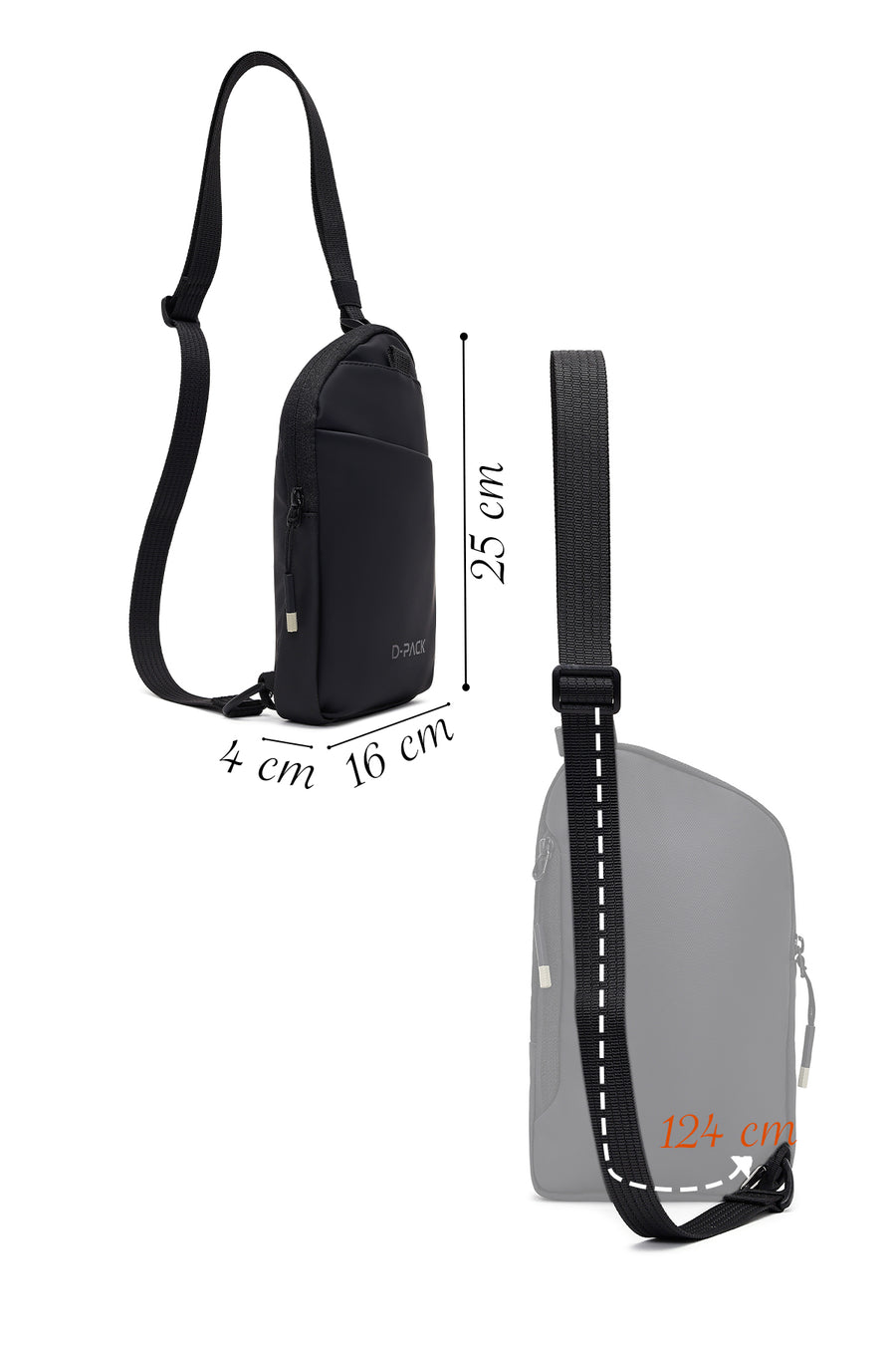 D-Pack Erkek Siyah Mini Kumaş Çapraz Çanta