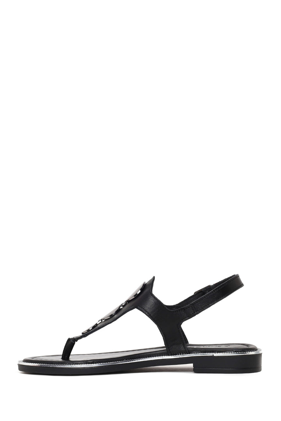 Women's Black Leather Flip-Flop Sandals