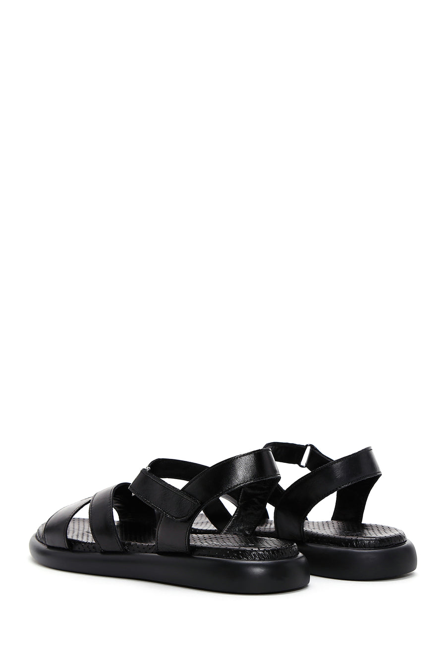 Kadın Siyah Deri Comfort Sandalet