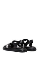 Women's Black Ankle Strap Leather Comfort Sandals | Derimod