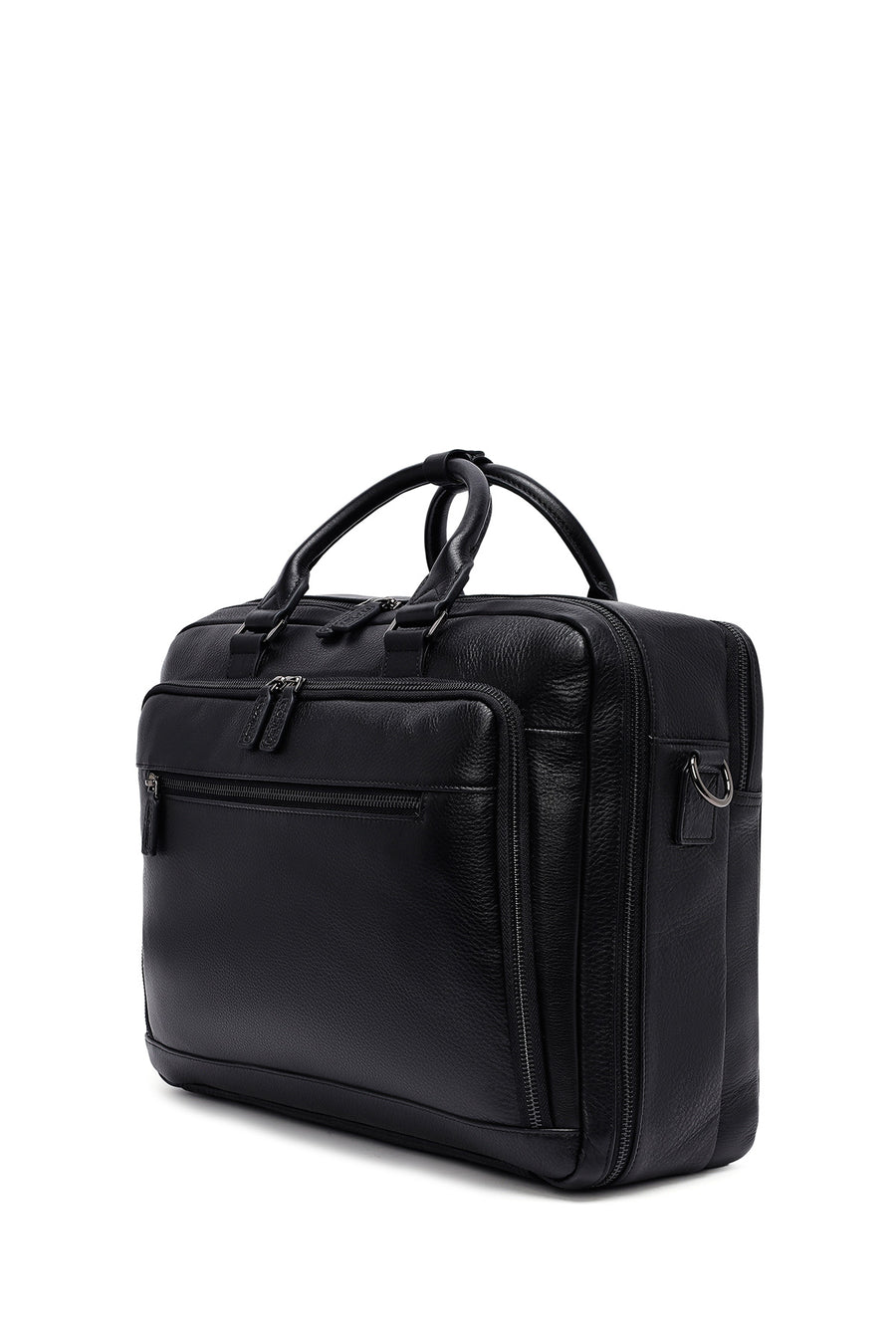 Men's Black Long Suspender Leather Briefcase