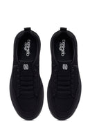 Derimod Zero Male Black Lace-Up Thick-Soled Fabric Sneaker | Derimod
