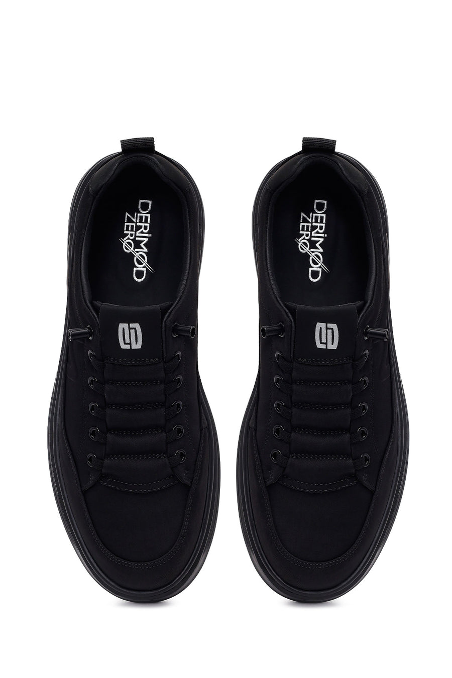 Derimod Zero Male Black Lace-Up Thick-Soled Fabric Sneaker